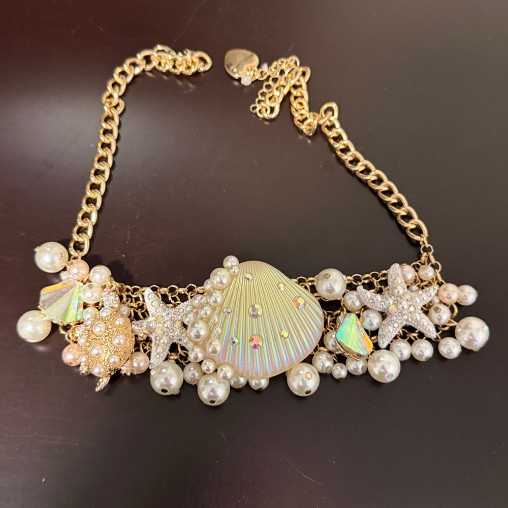 Betsey Johnson Gold Seashell and Starfish Necklace